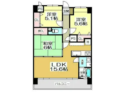 ニューガイア四季彩の丘(3LDK/6階)の間取り写真