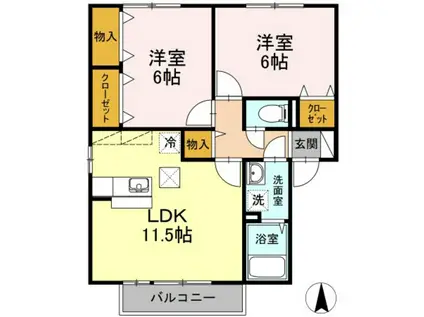 サニーコート(2LDK/2階)の間取り写真