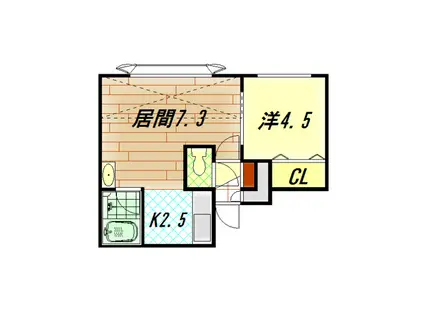 オークランドII(1LDK/1階)の間取り写真