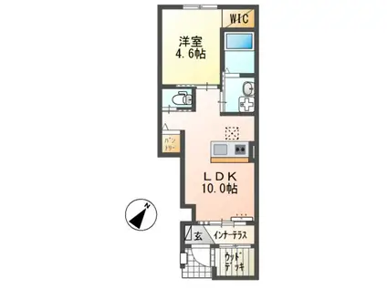 クルール(1LDK/1階)の間取り写真