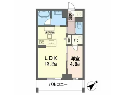 CLASSEUM連坊III(1LDK/1階)の間取り写真