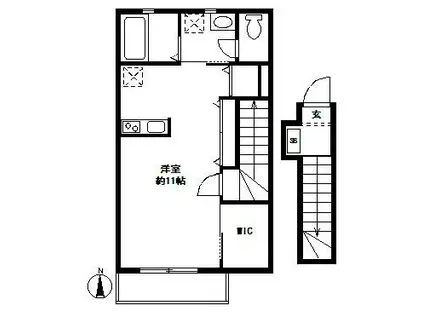 ユアーズKM(ワンルーム/2階)の間取り写真