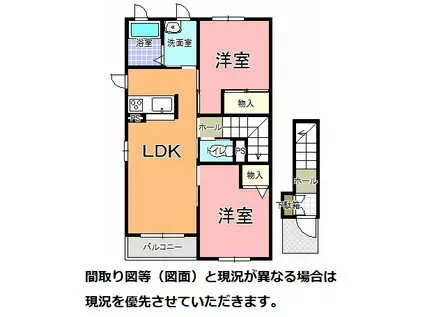 プランドール・H(2LDK/2階)の間取り写真