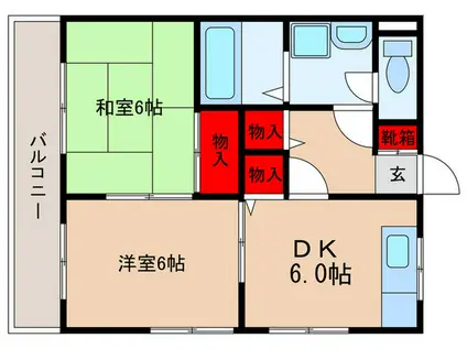 グリーンハウス3(2DK/1階)の間取り写真