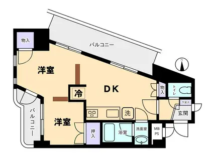 セザール第二蒲田(2DK/10階)の間取り写真