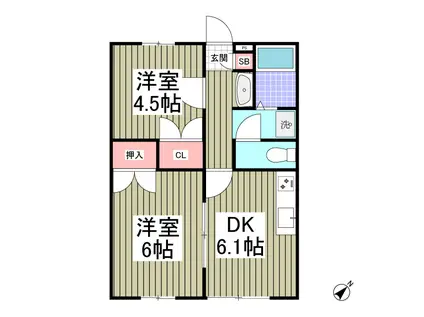アークB(2DK/3階)の間取り写真