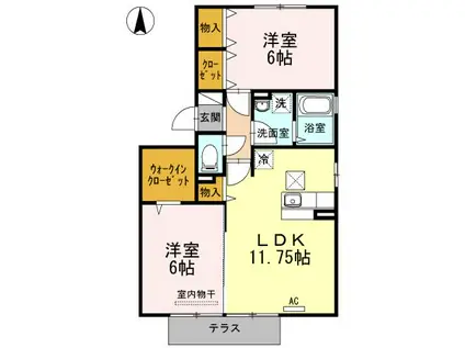 ロアジス(2LDK/1階)の間取り写真