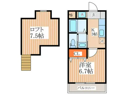 ブランドール富士III(1K/1階)の間取り写真