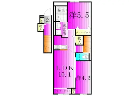 パルク フェルメ(2LDK/2階)の間取り写真