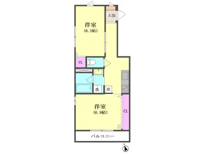 HEIWASOU(2K/1階)の間取り写真