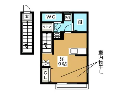 コート中湖ときわ台(ワンルーム/2階)の間取り写真