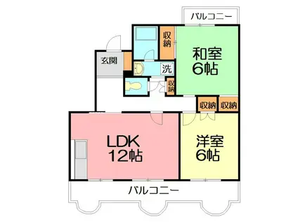 リヴェール鶴嶺(2LDK/3階)の間取り写真