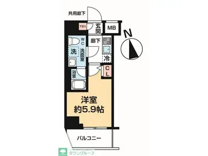 ヴァローレ松戸フィーロ(1K/6階)の間取り写真