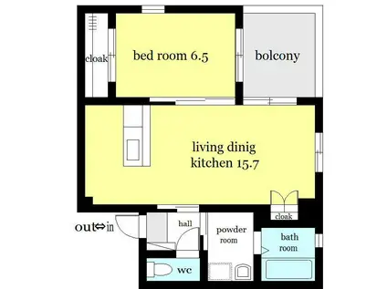 リージングマンションV(1LDK/2階)の間取り写真