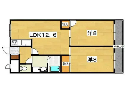 エクセラン(2LDK/3階)の間取り写真