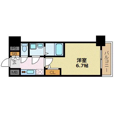 エスリード大阪上本町グリーズ(1K/15階)の間取り写真