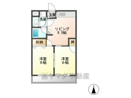 レジデンス山本(2DK/3階)の間取り写真