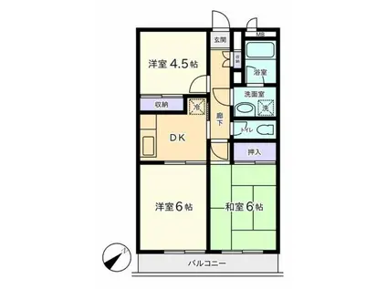 イーストウィン(3DK/1階)の間取り写真