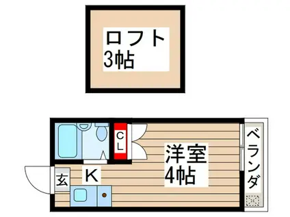 メゾンイチゴ(1K/2階)の間取り写真