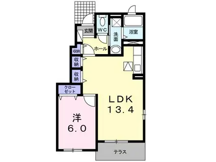 ルミエール(1LDK/1階)の間取り写真