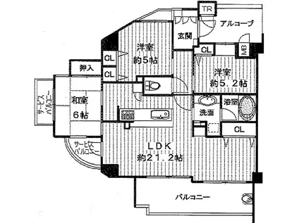 レアルグランデ千里中央(3LDK/4階)の間取り写真