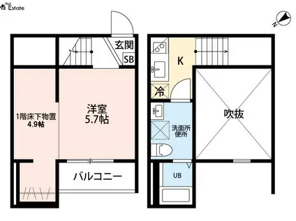 CREANJYU SUZU(1SK/2階)の間取り写真