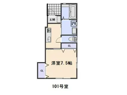ライジング大津A(1K/1階)の間取り写真