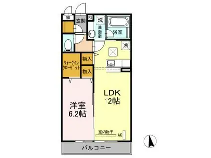 ペアハピネス(1LDK/2階)の間取り写真