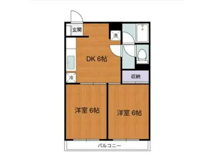 第2リバーサイドヴィラ(2DK/3階)の間取り写真