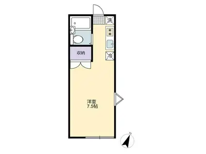 パークハイツ(ワンルーム/2階)の間取り写真