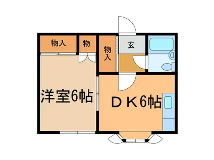 沼口ハイツ(1DK/2階)の間取り写真