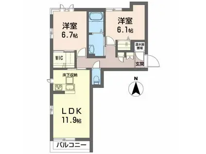 メゾンマスト 中倉(2LDK/1階)の間取り写真