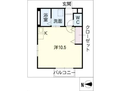 ルージュ北山(ワンルーム/1階)の間取り写真