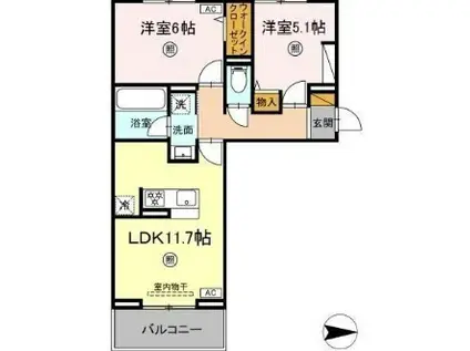 ディア ライフ(2LDK/3階)の間取り写真