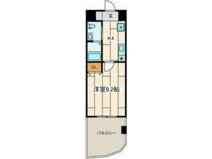 シェルミヤコI(1K/4階)の間取り写真