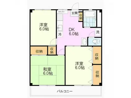 グリーンハイツ-牟礼7丁目-(3DK/2階)の間取り写真