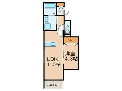 モアプラス西鉄久留米駅前(1LDK/2階)の間取り写真