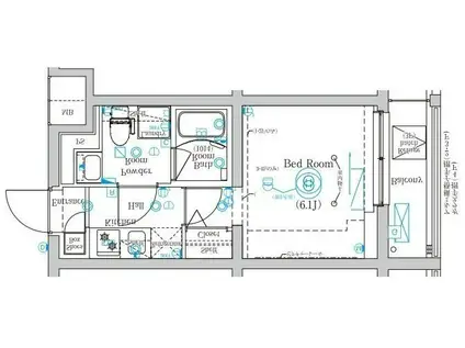 MIND 武蔵中原(1K/4階)の間取り写真