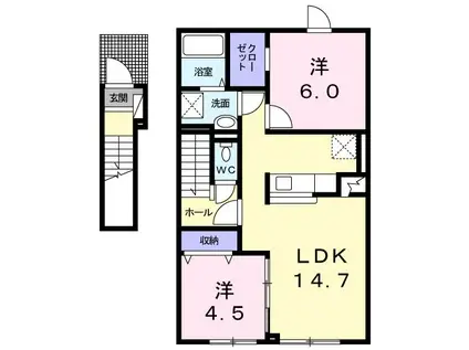 モデルノ・ポテーレVII(2LDK/2階)の間取り写真