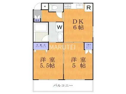 CARNATIONII(2DK/2階)の間取り写真