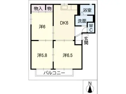 ハイムサーラ(3DK/1階)の間取り写真