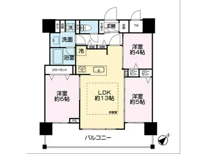 レーベン福住LEGEND ARKS(3LDK/3階)の間取り写真