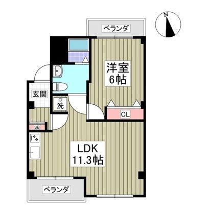 リバーサイドツルミ(1LDK/1階)の間取り写真