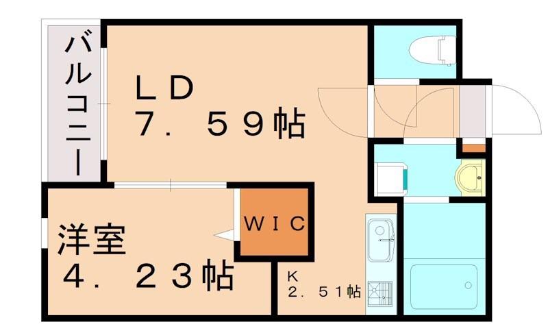 グランドプレミアム三萩野(1LDK/1階)の間取り写真