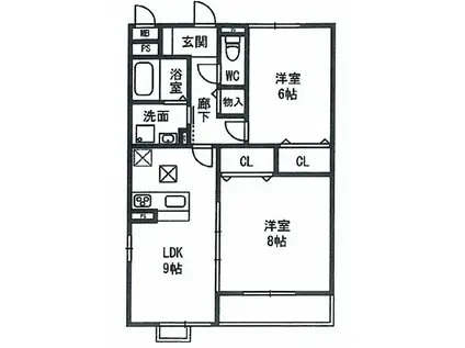 カーサ・ドルチェ(2LDK/1階)の間取り写真