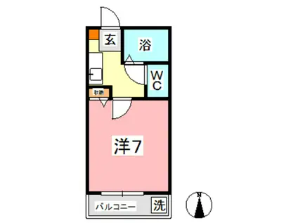 CHERRY CREEK I(1K/2階)の間取り写真