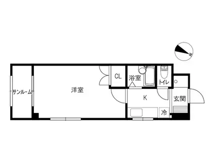 グレースパール(1K/1階)の間取り写真