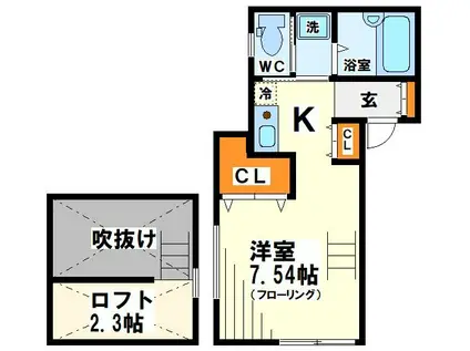 REFINE仙川(1K/2階)の間取り写真