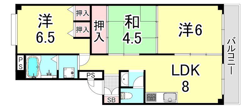 アネックス武庫之荘(3LDK/2階)の間取り写真