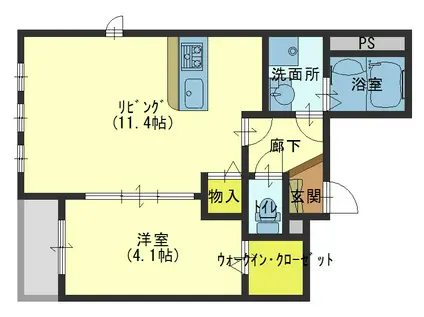 シュクル今里(1LDK/3階)の間取り写真